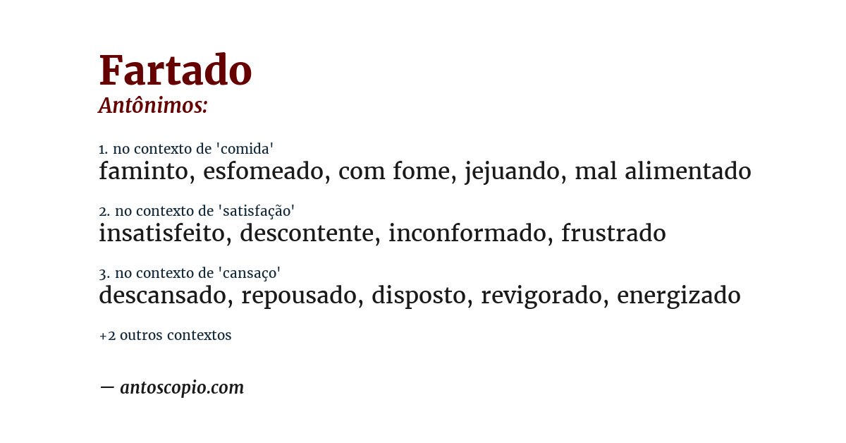 Antônimo de fartado