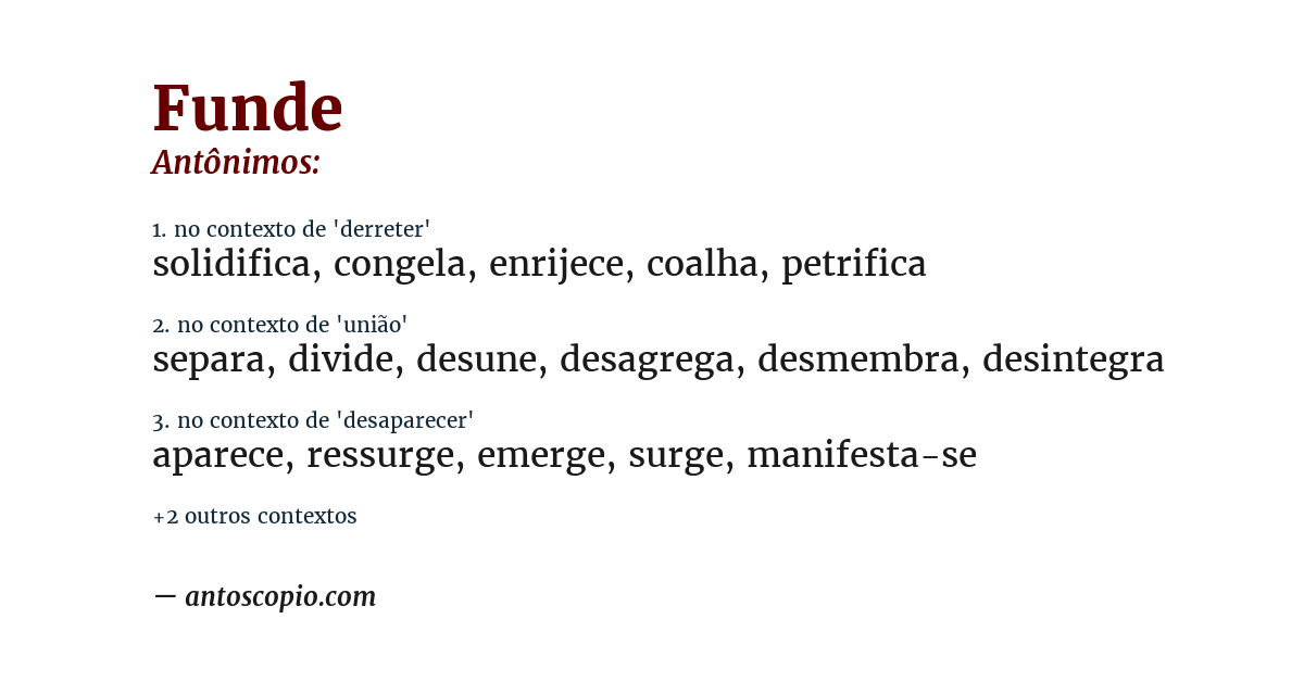 Antônimo de funde