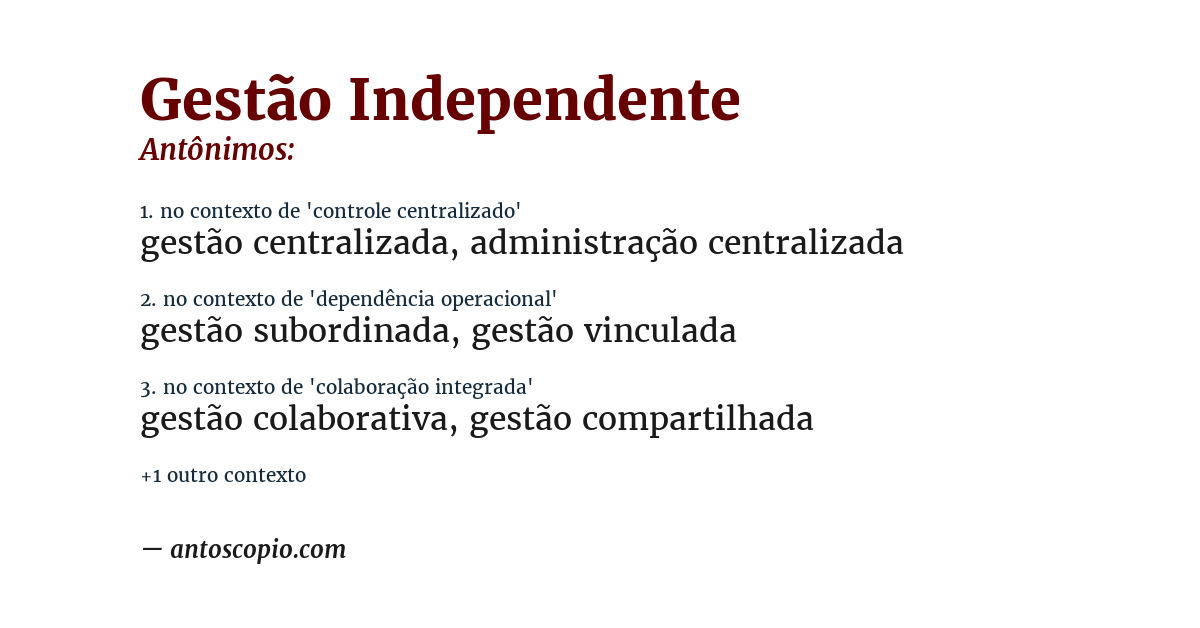 Antônimo de gestão independente