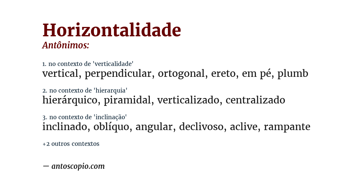 Antônimo de horizontalidade