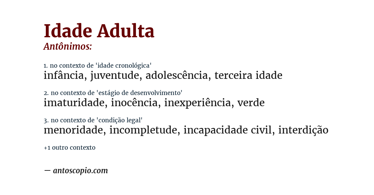 Antônimo de idade adulta