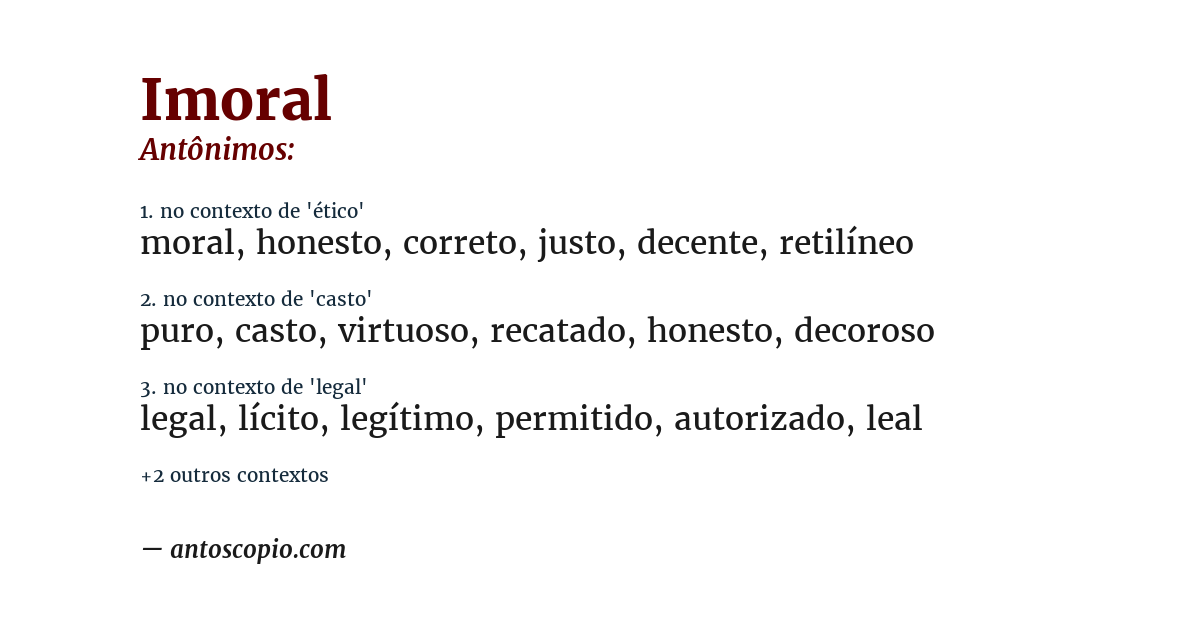 Antônimo de imoral