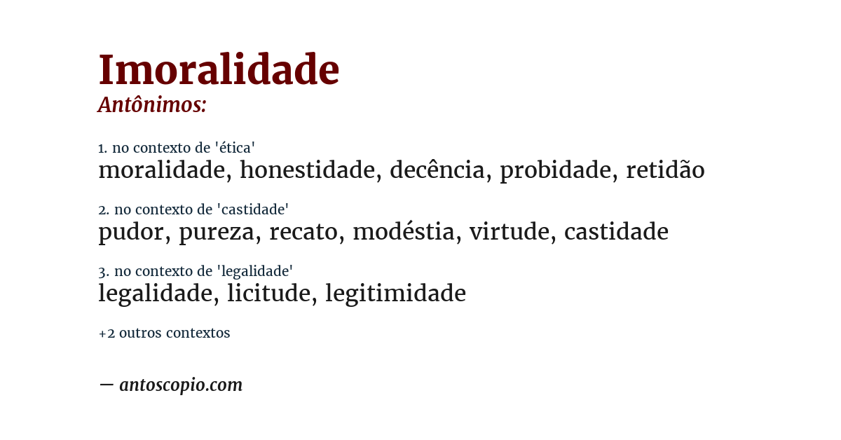 Antônimo de imoralidade