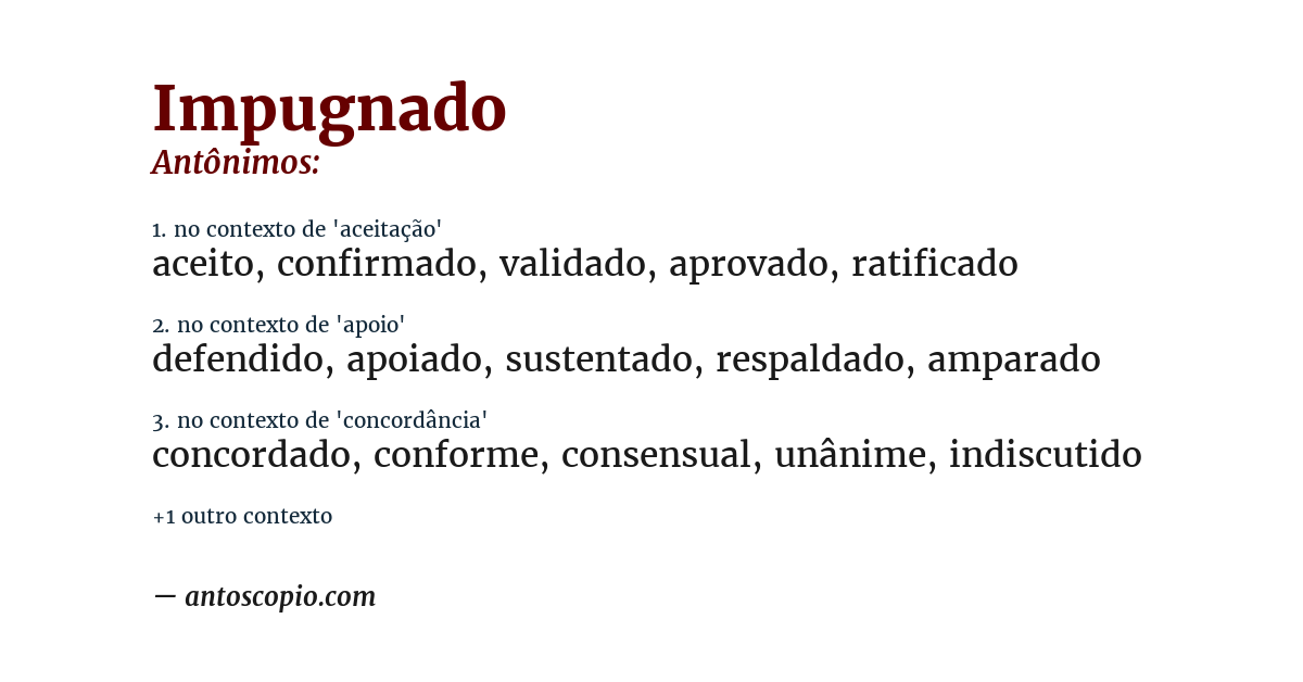 Antônimo de impugnado