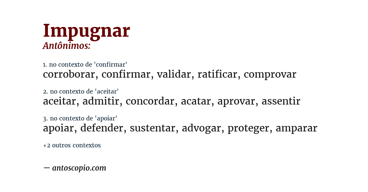 Antônimo de impugnar