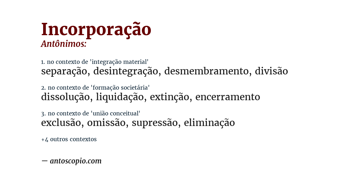 Antônimo de incorporação