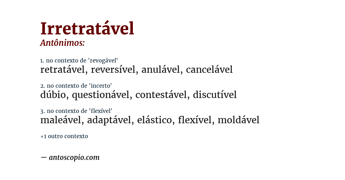 Antônimo de irretratável