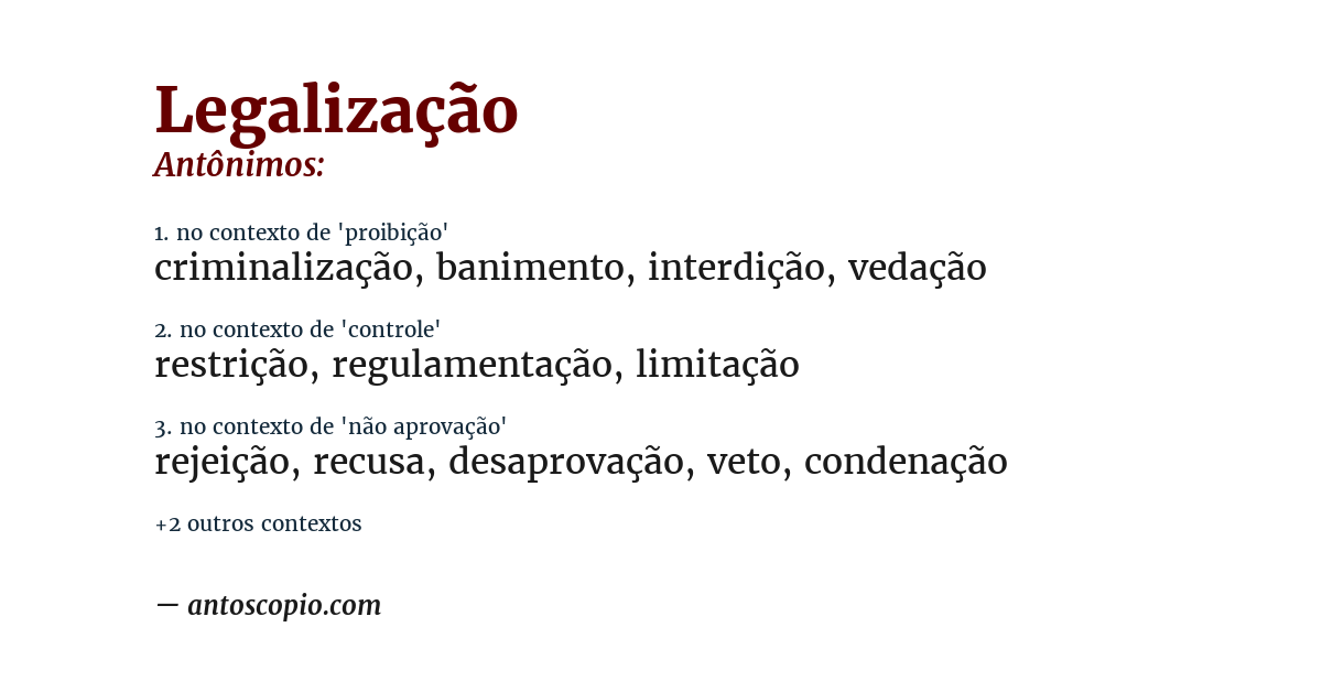 Antônimo de legalização