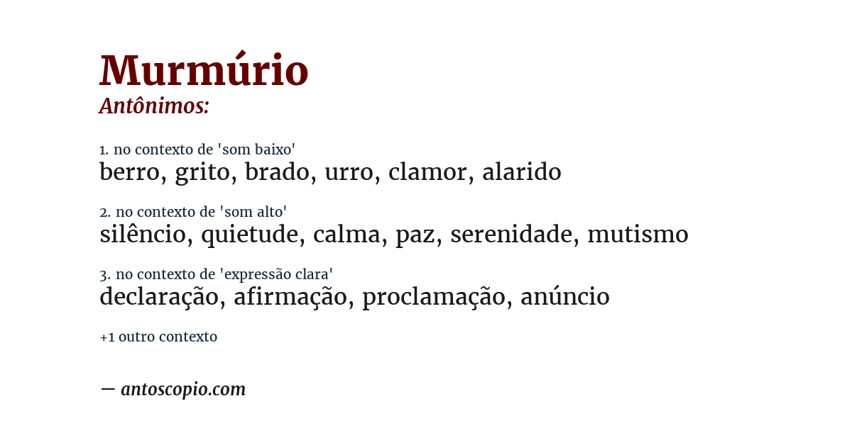 Antônimo de murmúrio