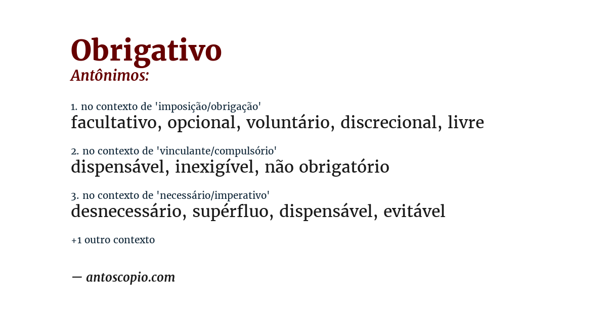 Antônimo de obrigativo