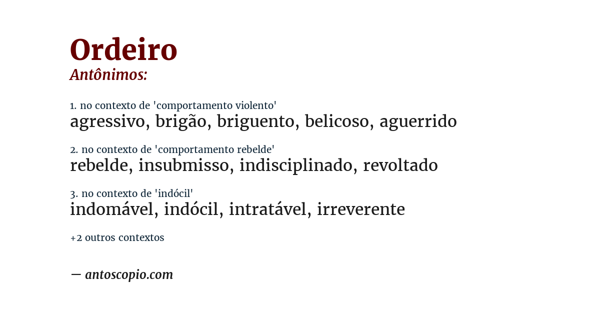 Antônimo de ordeiro