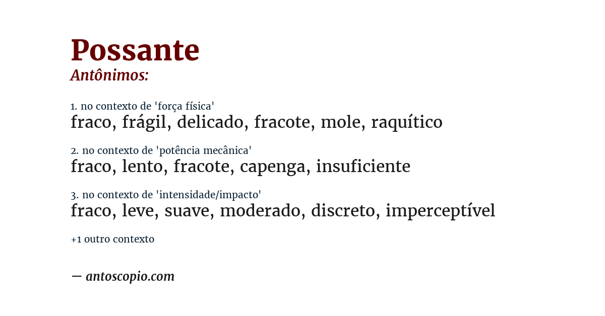 Antônimo de possante