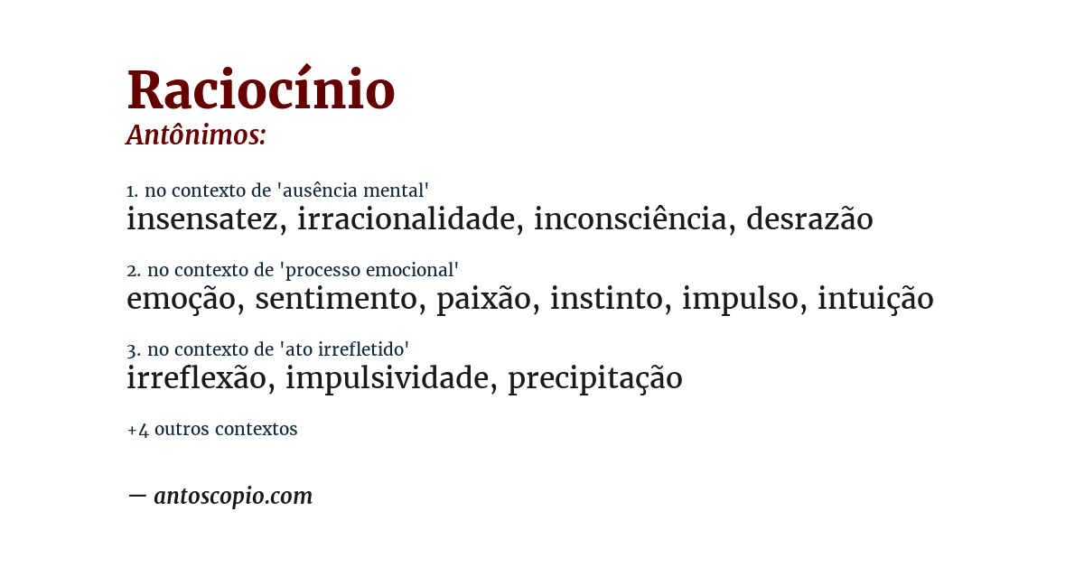 Antônimo de raciocínio