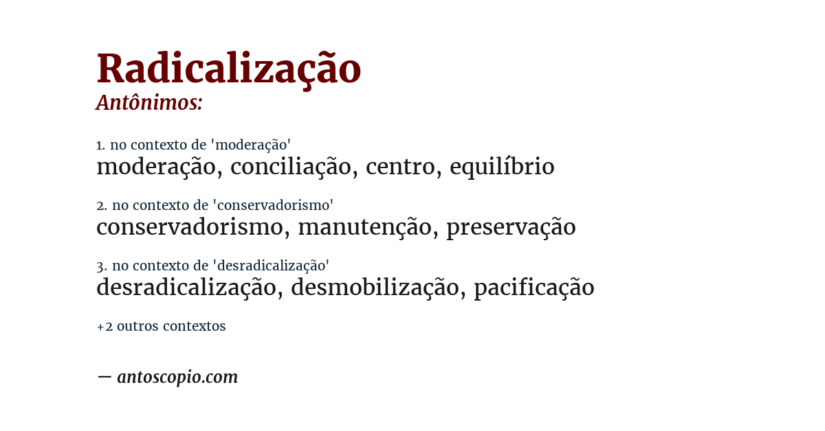 Antônimo de radicalização