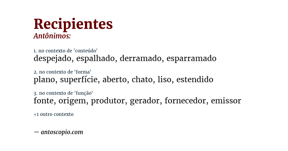 Antônimo de recipientes