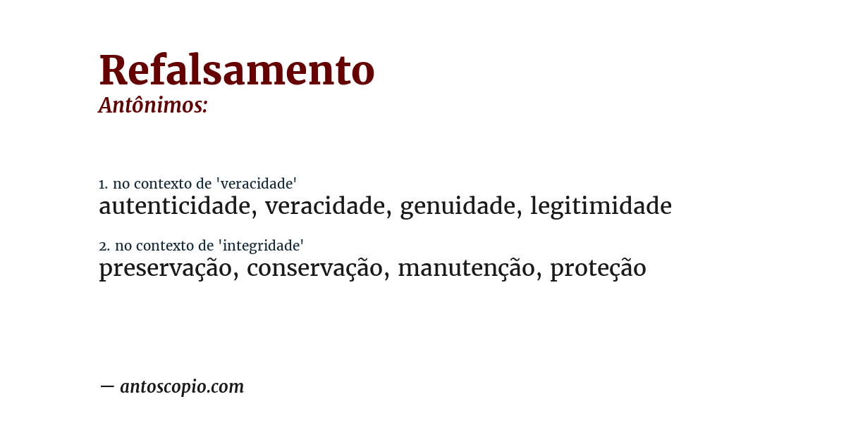 Antônimo de refalsamento