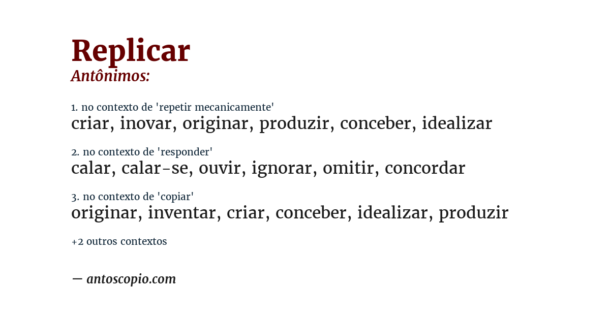 Antônimo de replicar