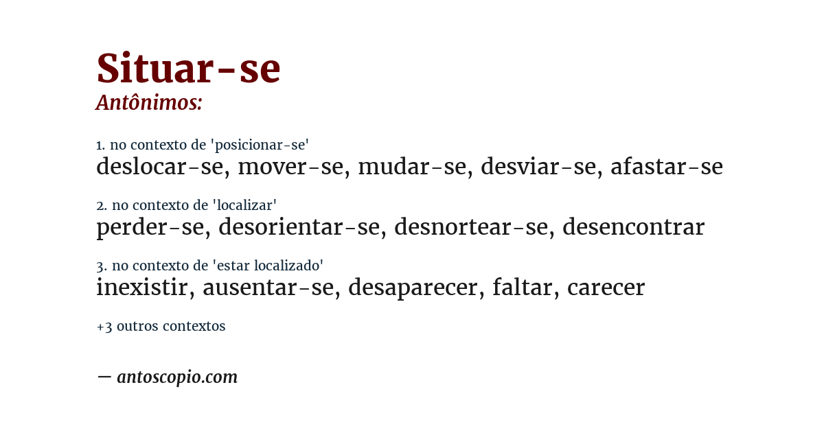 Antônimo de situar-se