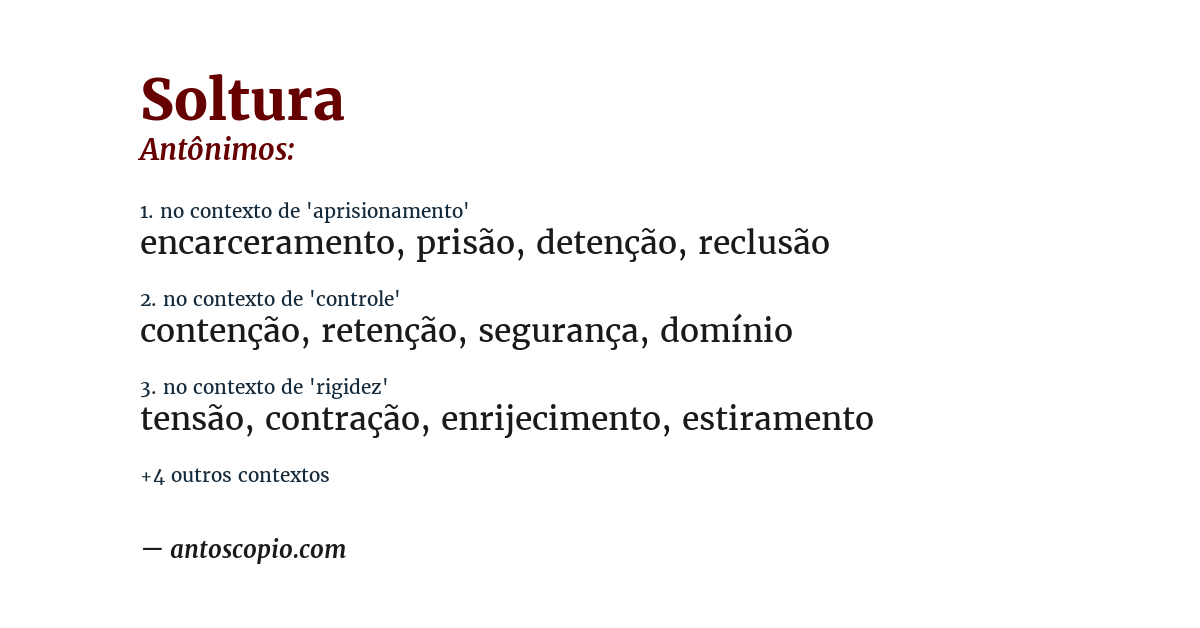 Antônimo de soltura