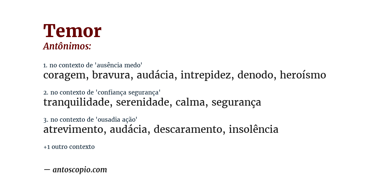Antônimo de temor