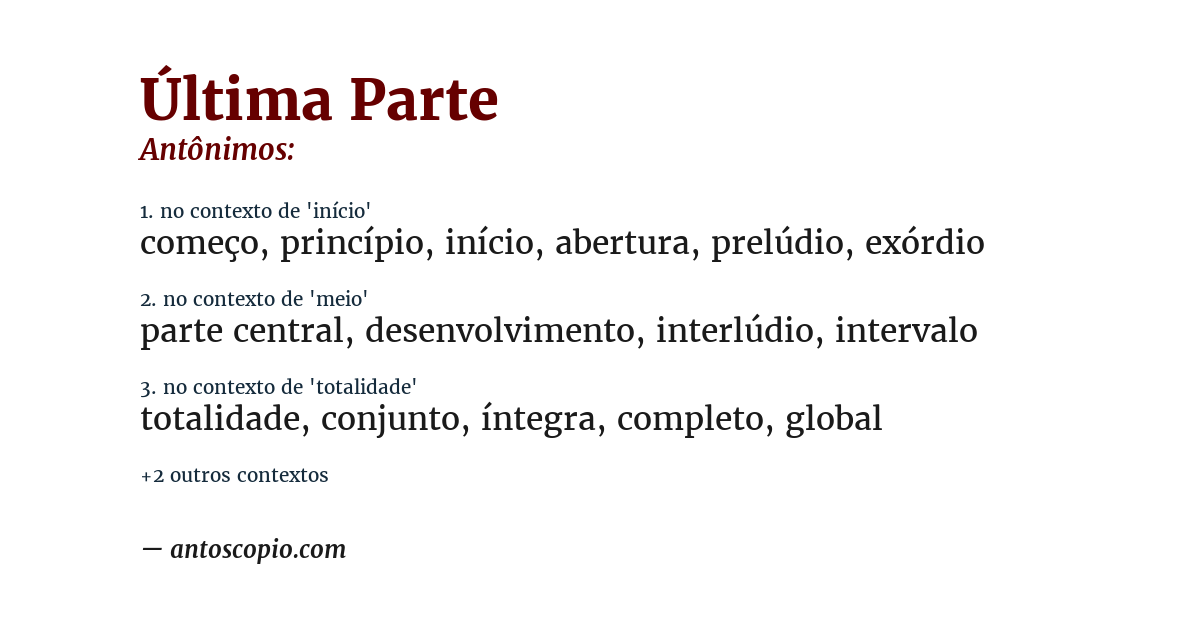 Antônimo de última parte