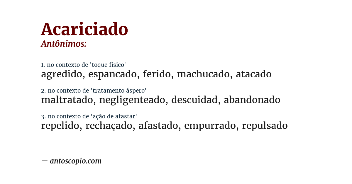 Antônimo de acariciado
