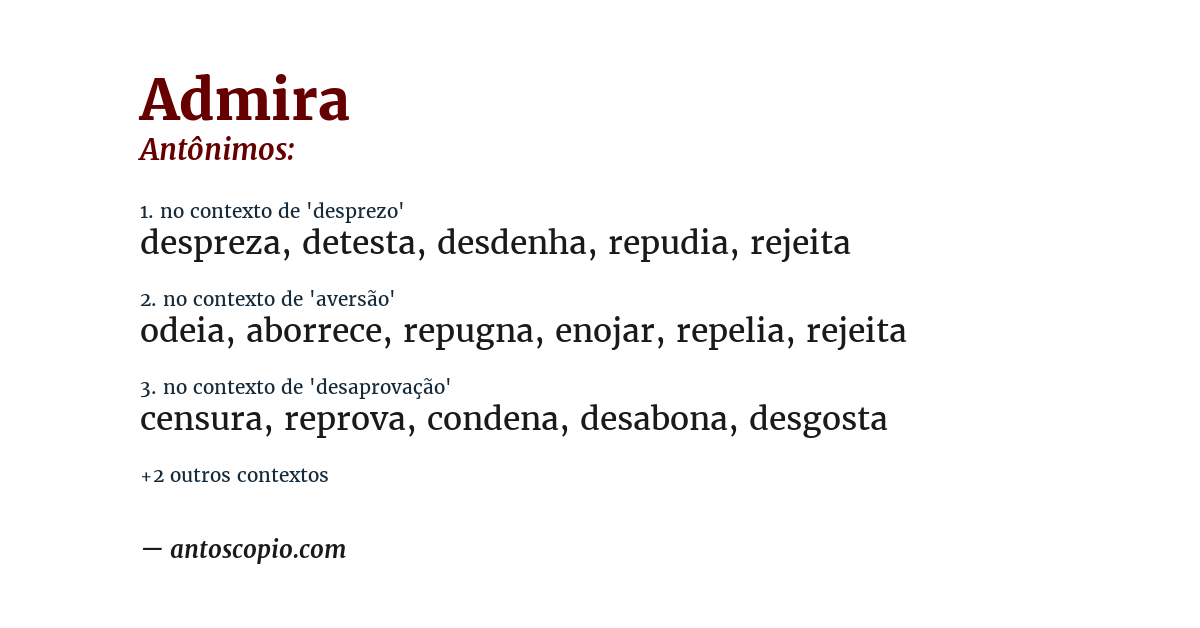 Antônimo de admira
