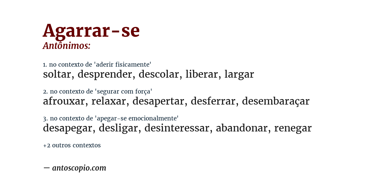 Antônimo de agarrar-se