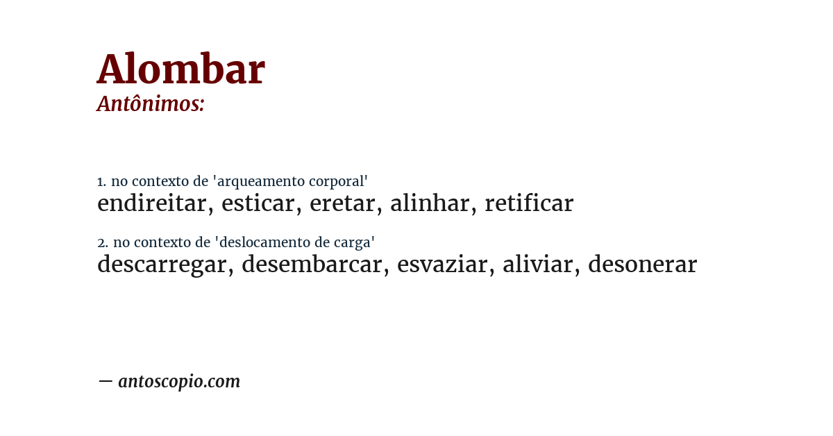 Antônimo de alombar