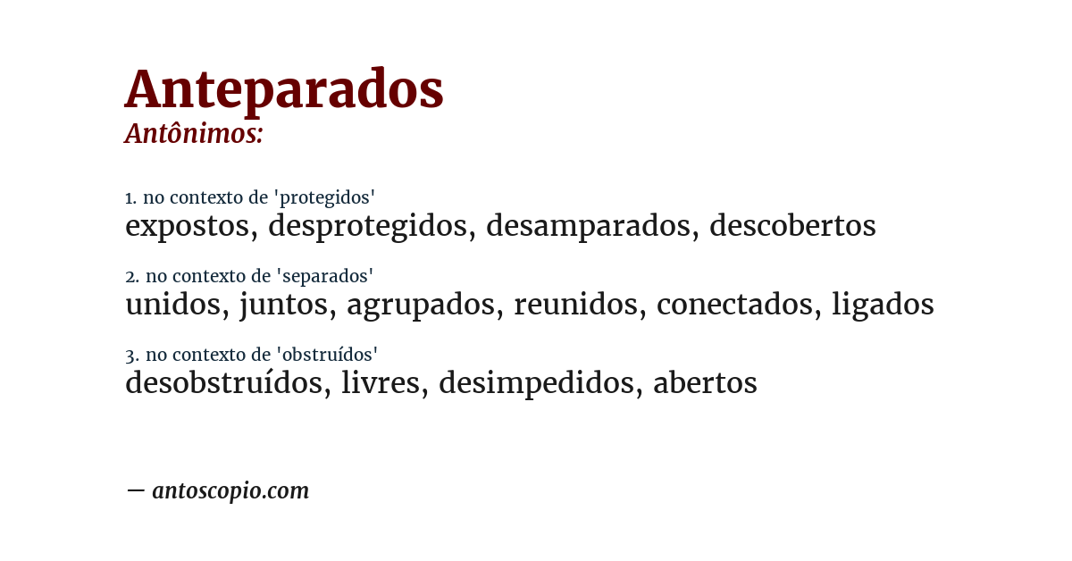 Antônimo de anteparados