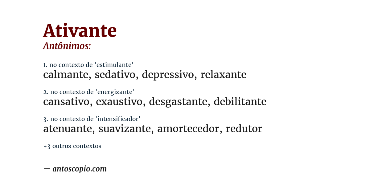 Antônimo de ativante