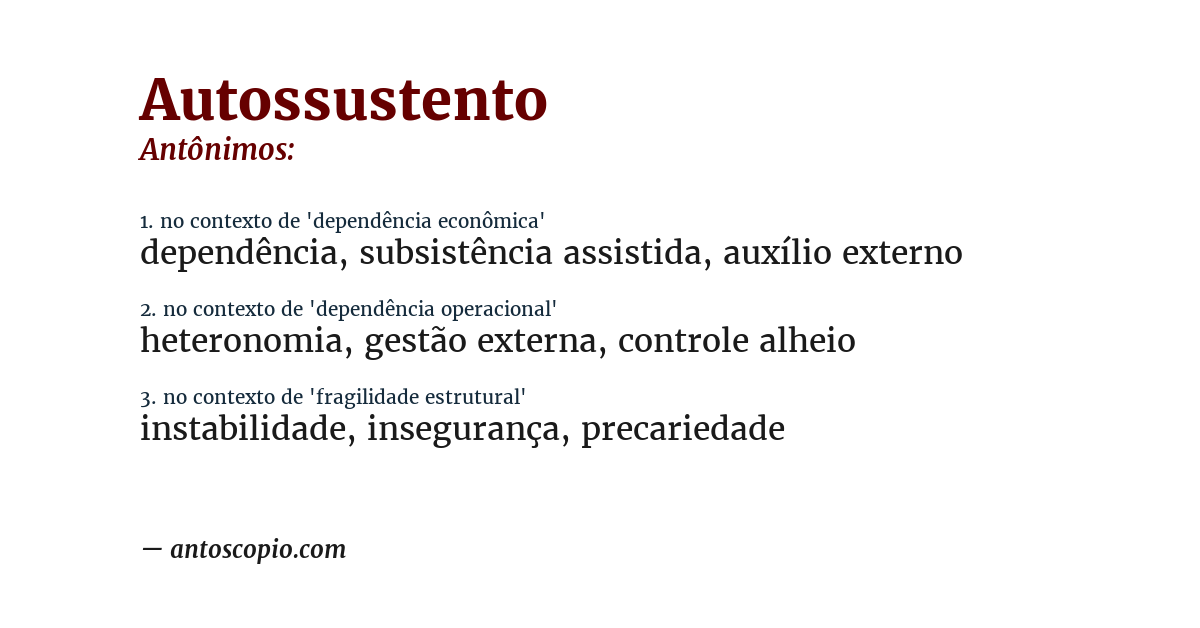 Antônimo de autossustento
