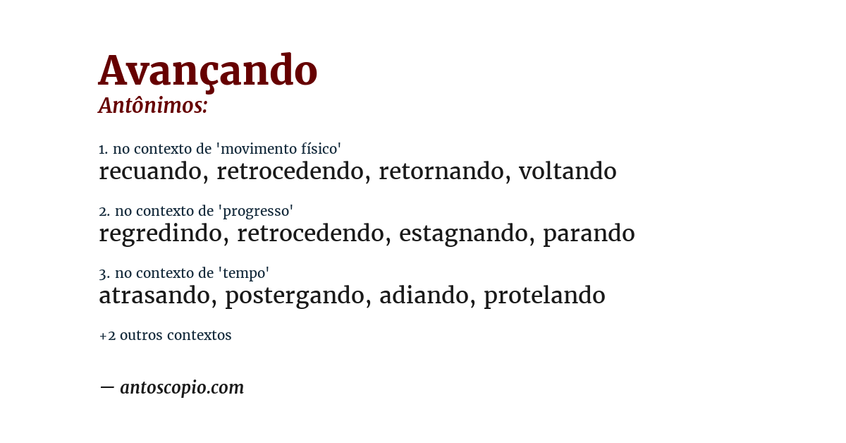 Antônimo de avançando