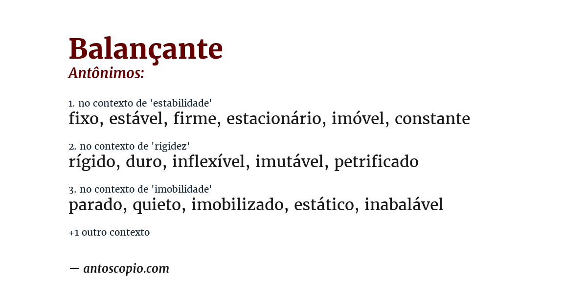 Antônimo de balançante