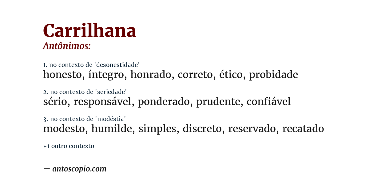Antônimo de carrilhana