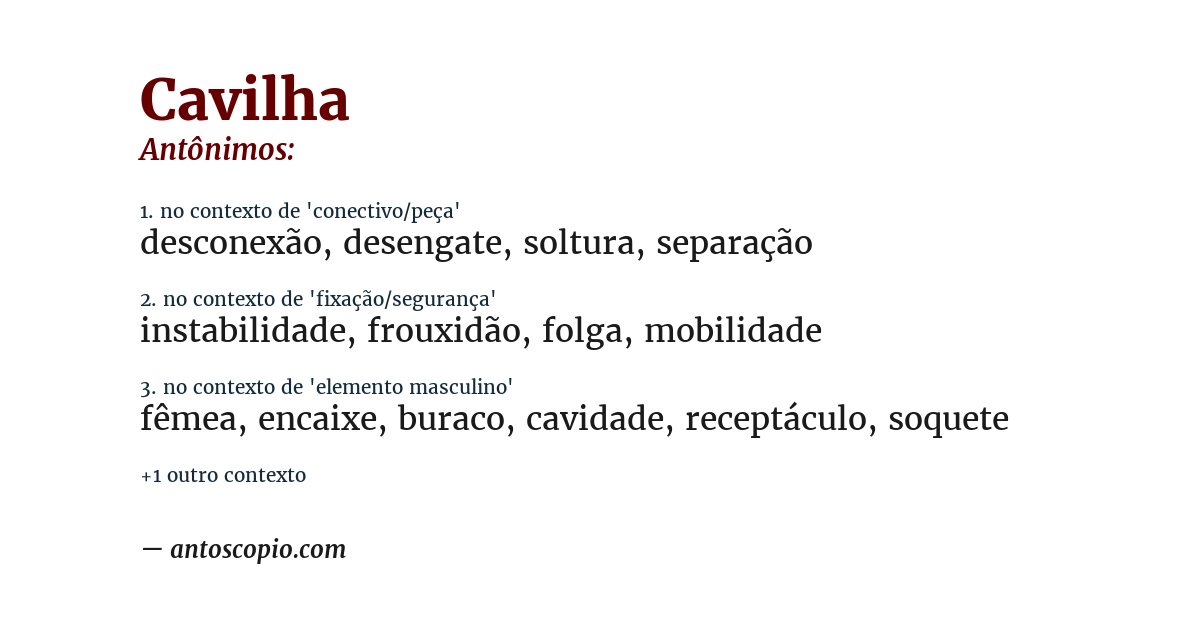 Antônimo de cavilha