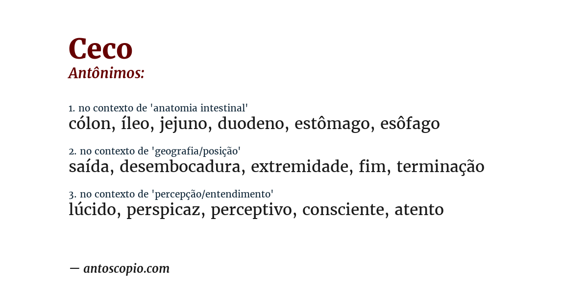 Antônimo de ceco