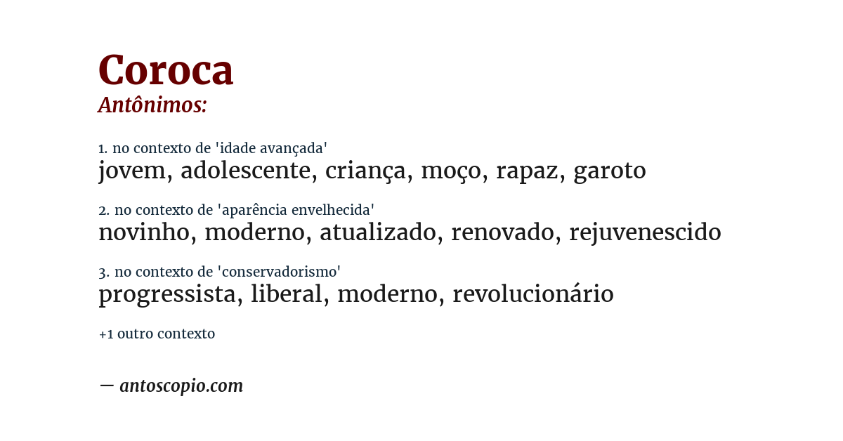 Antônimo de coroca