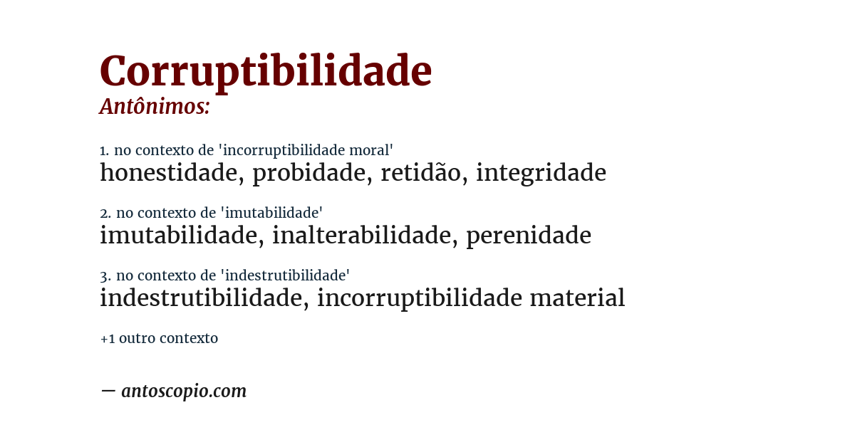 Antônimo de corruptibilidade