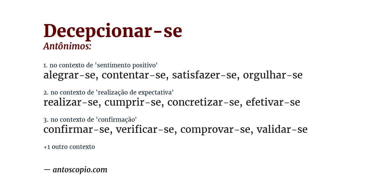 Antônimo de decepcionar-se
