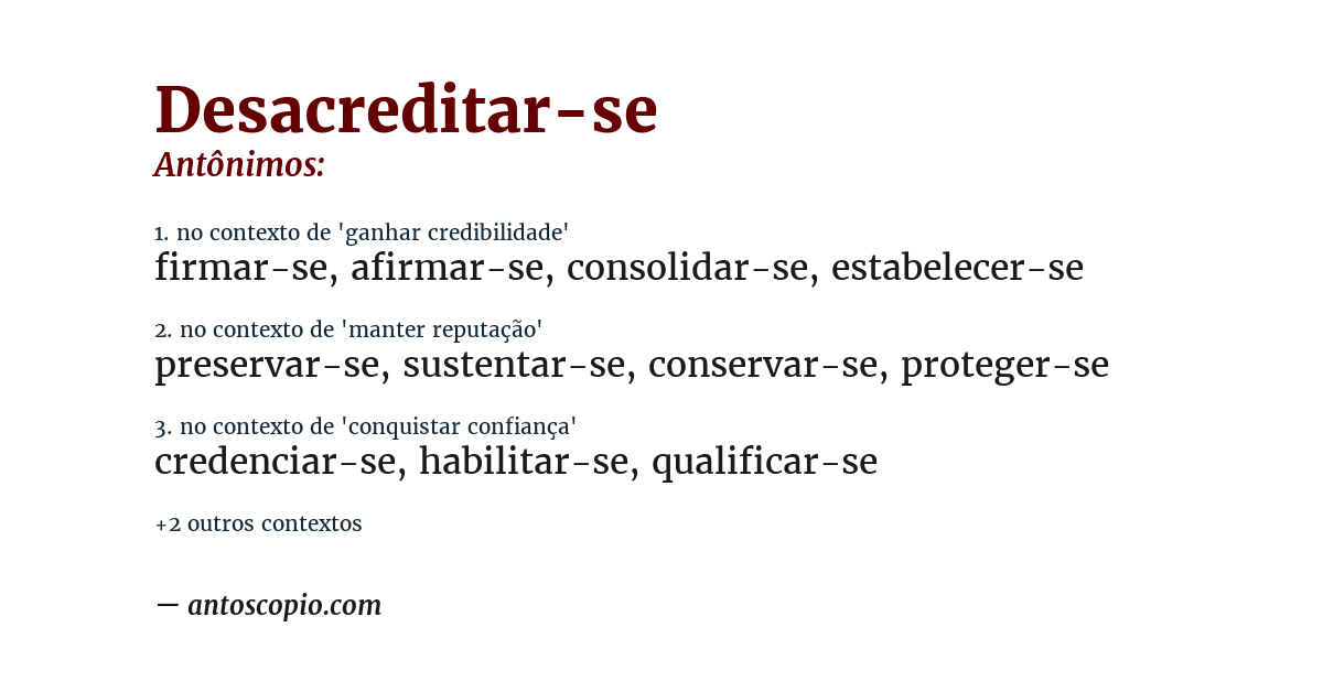 Antônimo de desacreditar-se