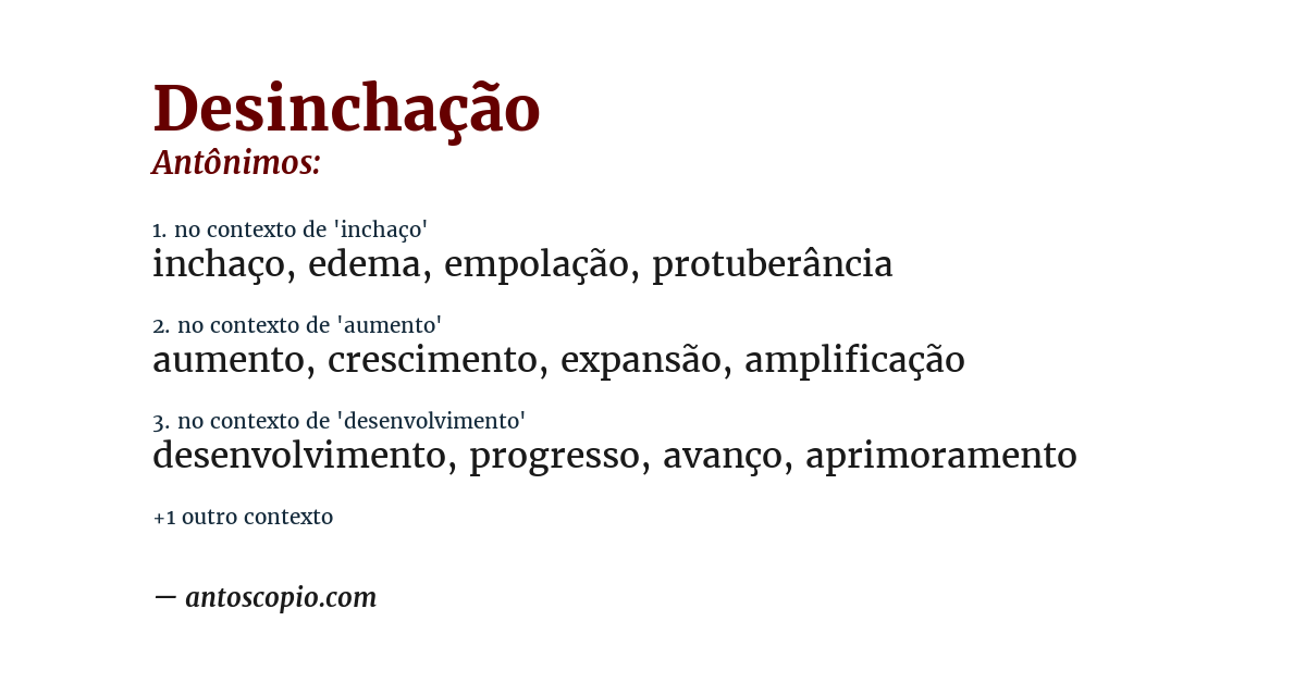 Antônimo de desinchação