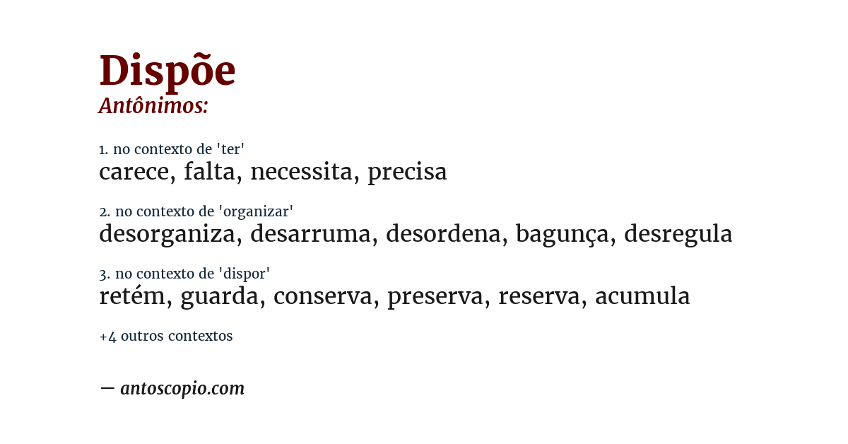 Antônimo de dispõe