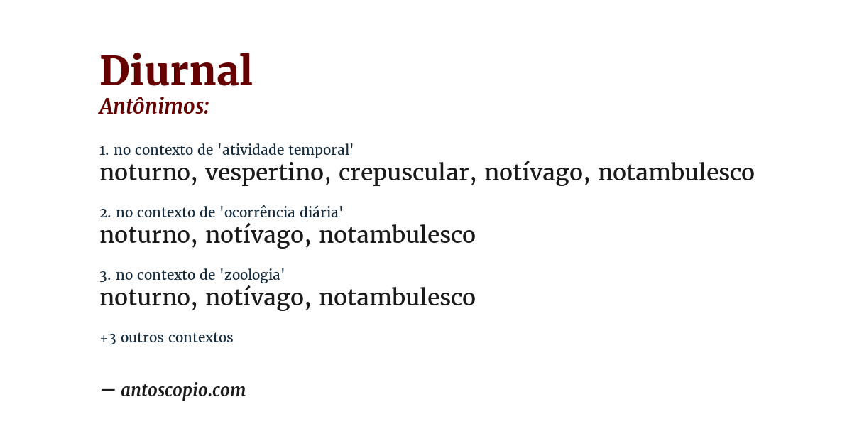 Antônimo de diurnal