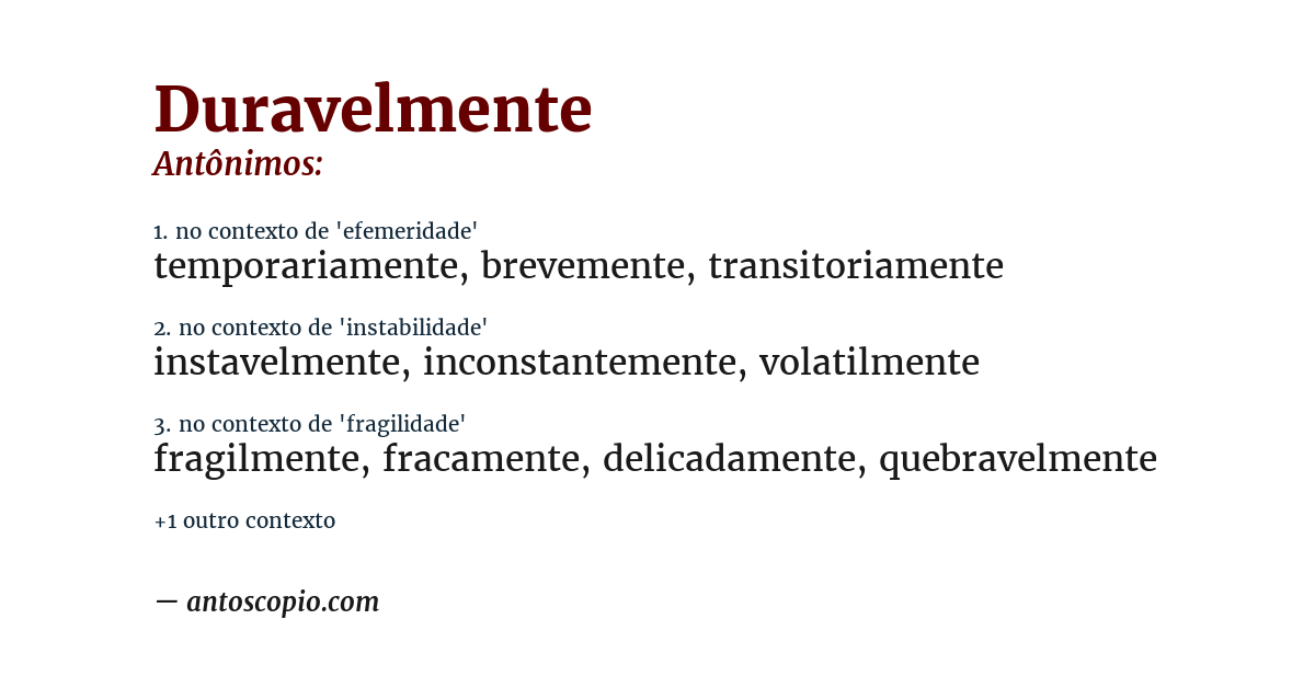 Antônimo de duravelmente