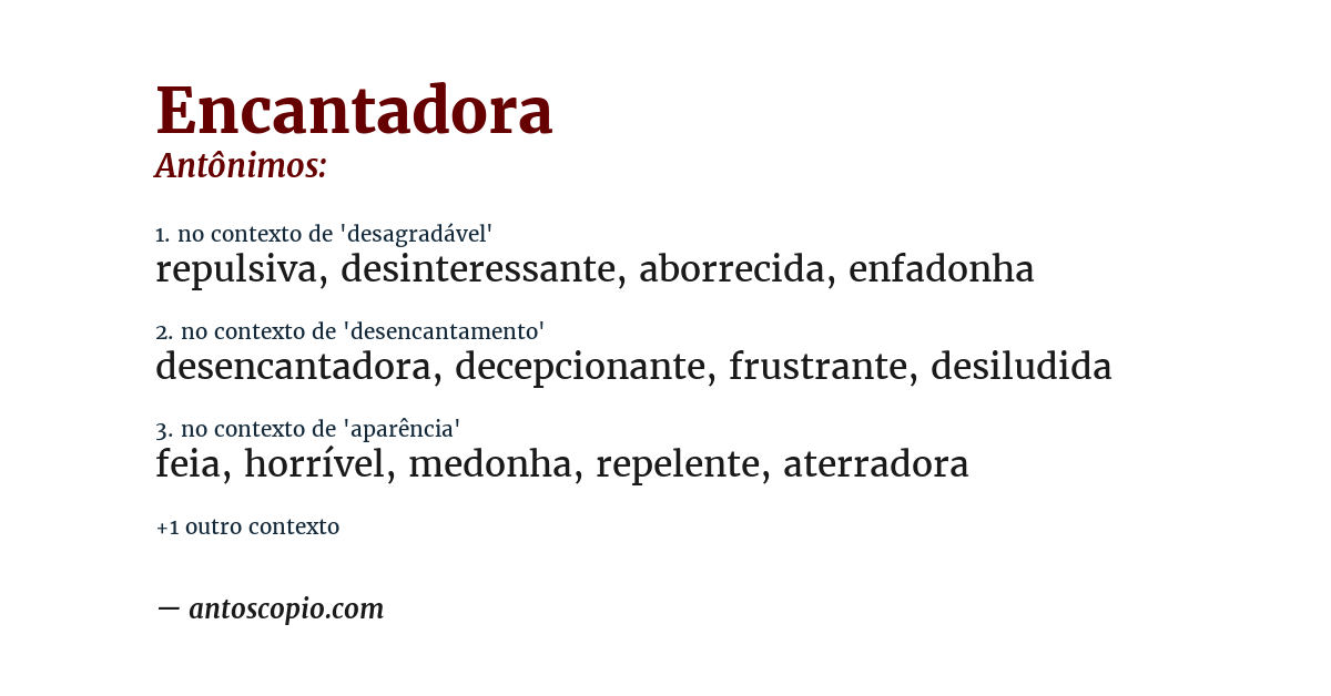 Antônimo de encantadora