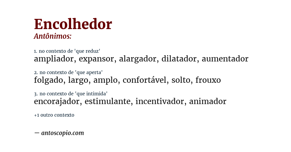 Antônimo de encolhedor