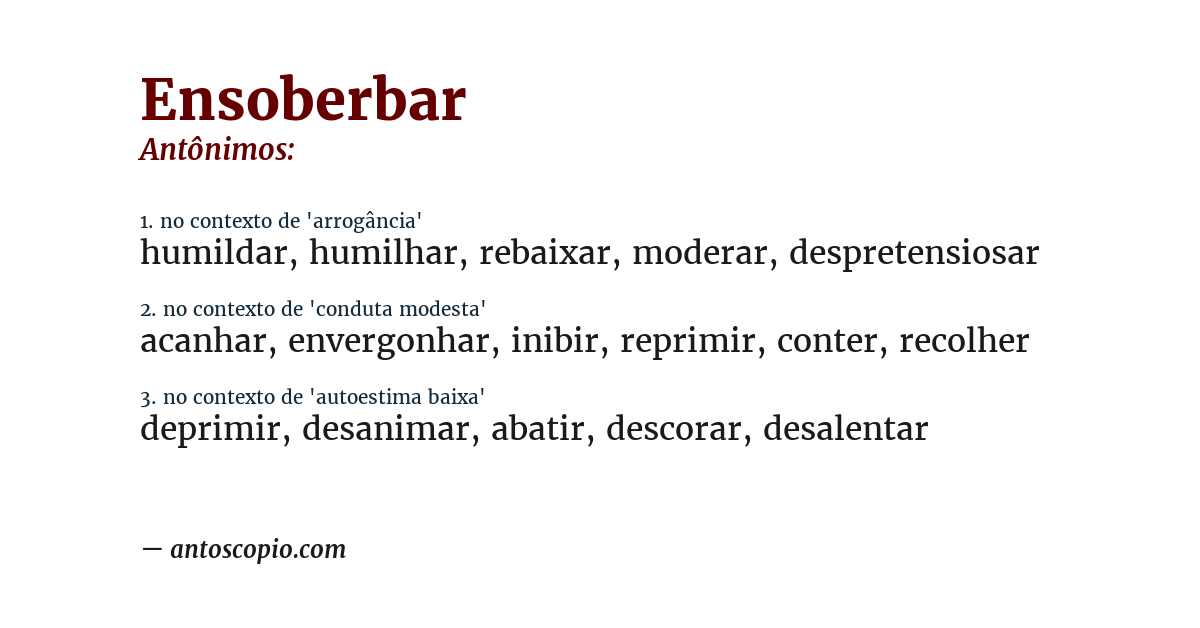 Antônimo de ensoberbar