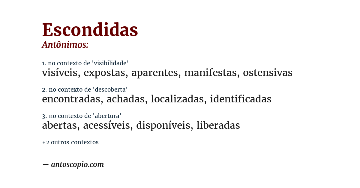 Antônimo de escondidas