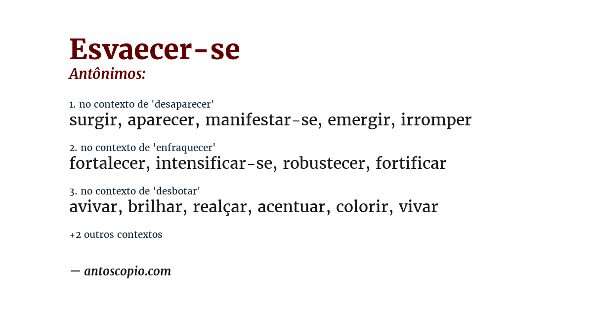 Antônimo de esvaecer-se